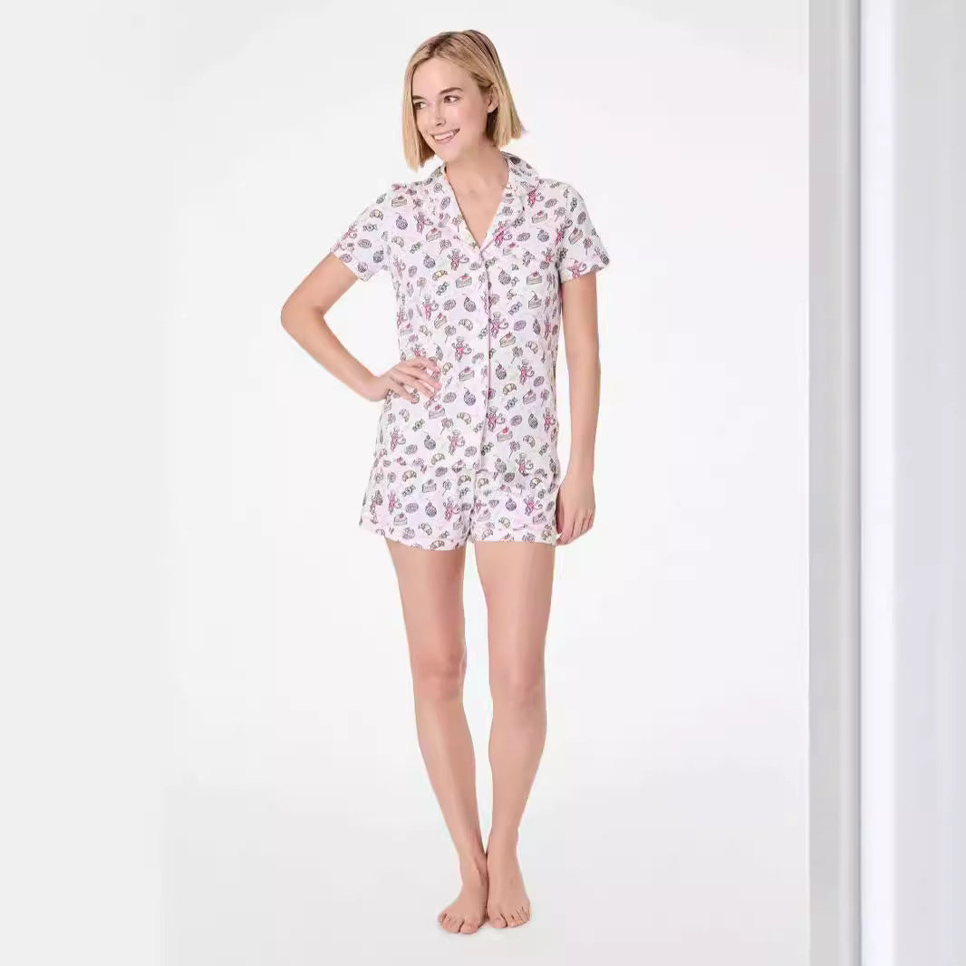 Damen Kurzarm Baumwoll Pyjama Set Heidi-Mode