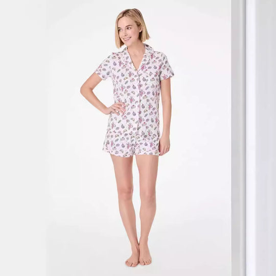 Damen Kurzarm Baumwoll Pyjama Set Heidi-Mode