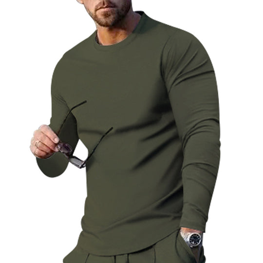 Herren hochwertiges Langarmshirt mit stylishem Rundhalsund und weicher Baumwollmischung Heidi-Mode
