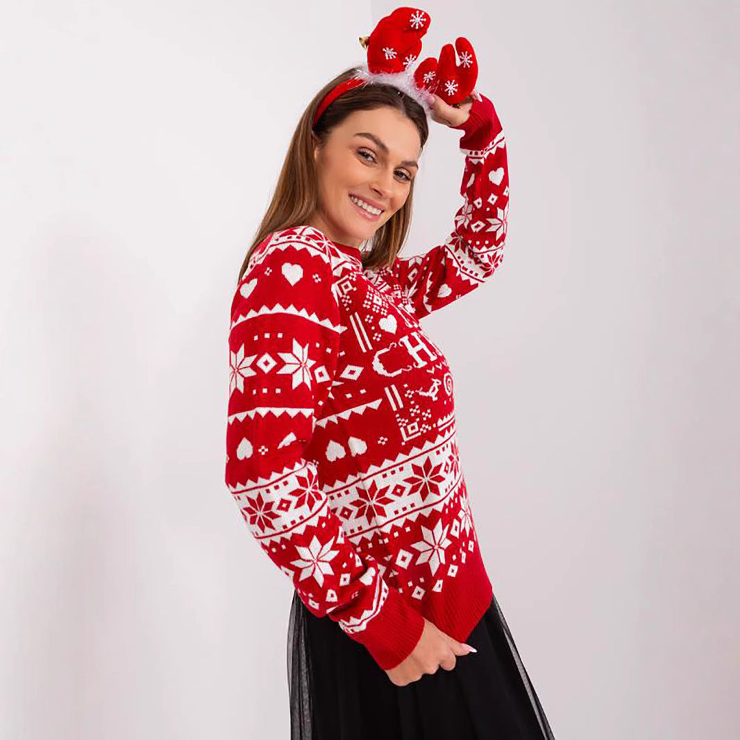 Damen Weihnachts-Pullover mit festlichem Motiv und kuscheligem Strick Heidi-Mode