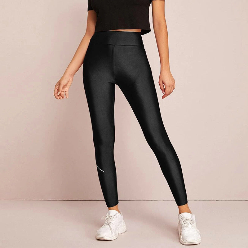 Damen Sportleggings mit inspirierendem Schriftzug und hohem Bund Heidi-Mode