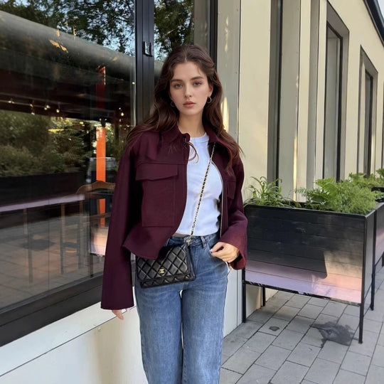 Damen lässige Fleecejacke mit praktischen Taschen und modernem Kragen Heidi-Mode