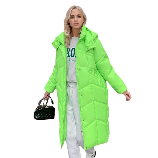 Damen lange isolierte Pufferjacke mit voluminösem Schnitt und praktischen Eingrifftaschen Heidi-Mode