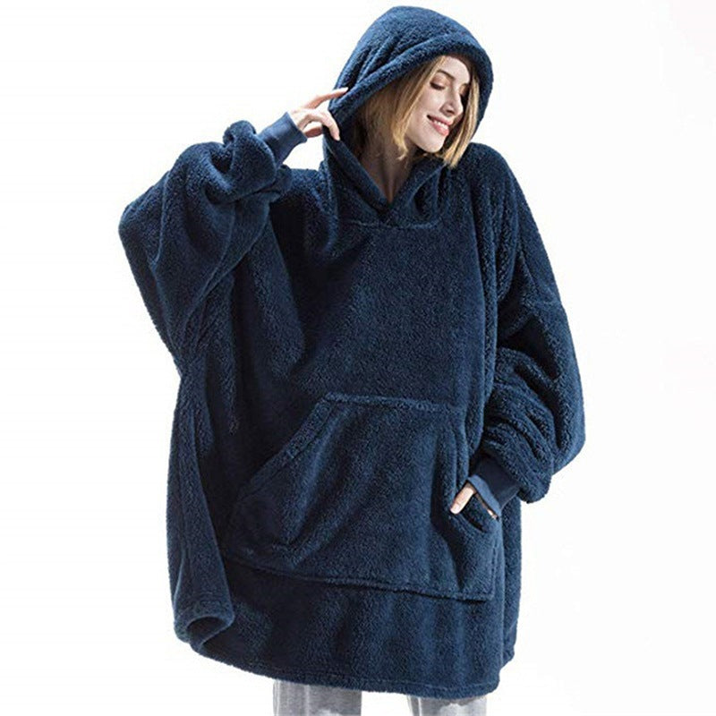 Damen Kuschelige Oversize-Hoodiejacke aus Fleece mit Kängurutasche Heidi-Mode