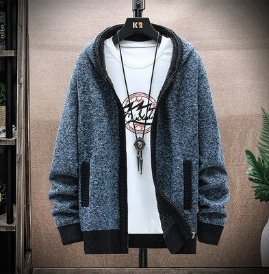 Herren Strickjacke mit asymmetrischem Reißverschluss und praktischen Taschen Heidi-Mode