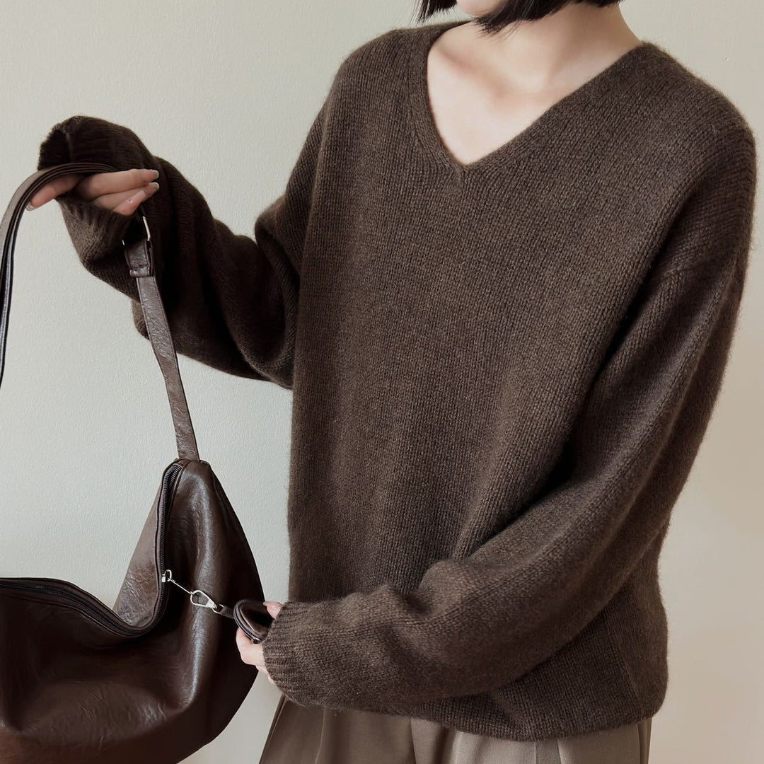 Femme Luxuriöser V-Ausschnitt Kaschmirpullover Heidi-Mode