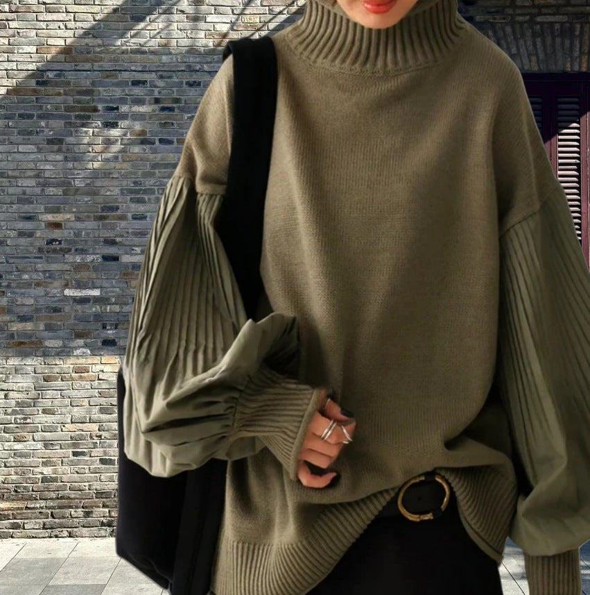 Damen Oversized Pullover mit strukturierten Puffärmeln Heidi-Mode