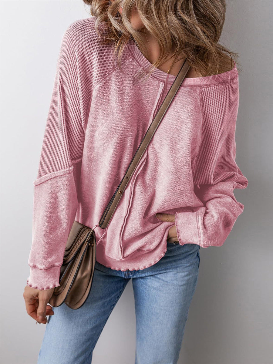 Damen lässiger Pullover mit weitem Ausschnitt Heidi-Mode