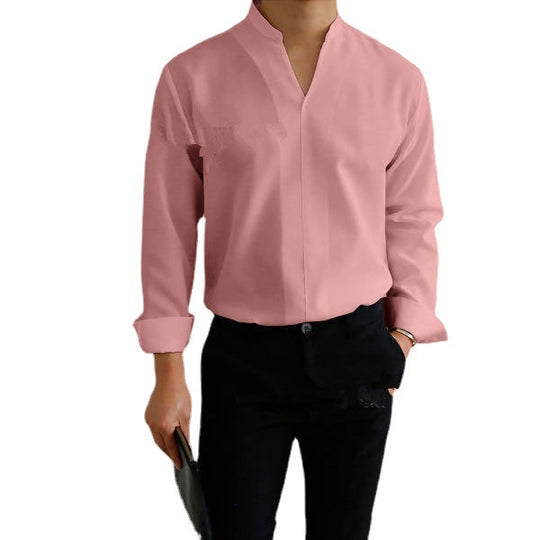 Herren Langarmshirt mit modernem Stehkragen und schmaler Passform Heidi-Mode