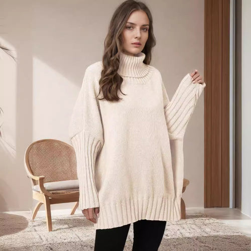 Damen Oversize Rollkragenpullover mit strukturiertem Strick Heidi-Mode