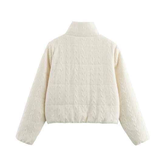 Damen warme Kapuzenjacke aus Strukturstrick Heidi-Mode