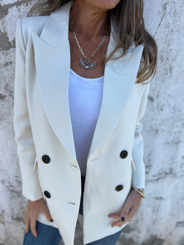 Damen Eleganter Double-Breasted Blazer mit zeitlosem Schnitt und leichten Schulterpolstern Heidi-Mode