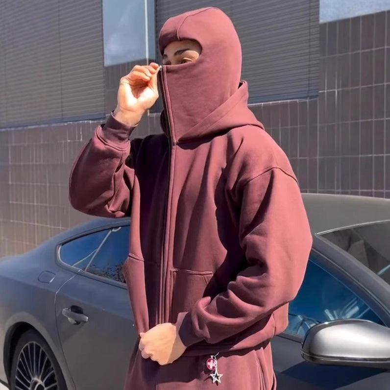 Damen Kapuzenjacke mit integriertem Gesichtsschutz und praktischem Reißverschluss Heidi-Mode