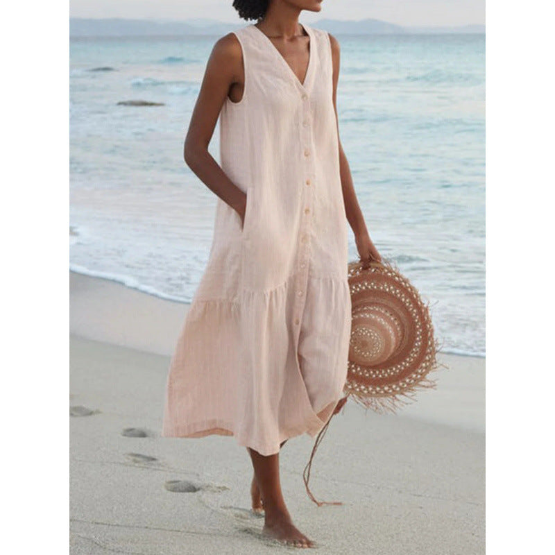 Damen Sommerliches Leinenkleid Heidi-Mode