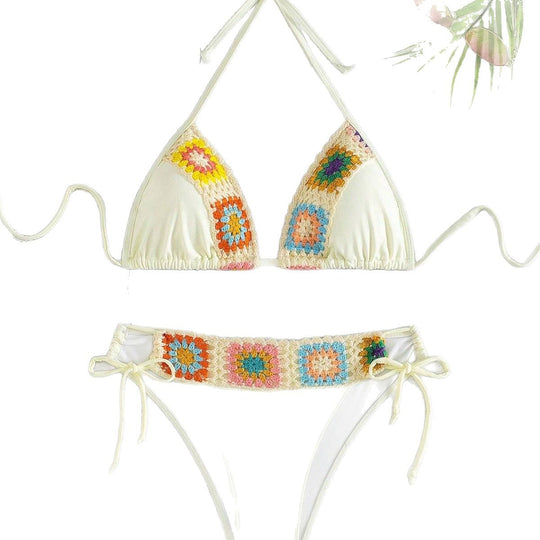 Damen Bikini Set mit handgefertigten Häkelmotiven Heidi-Mode