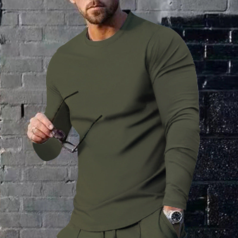 Herren hochwertiges Langarmshirt mit stylishem Rundhalsund und weicher Baumwollmischung Heidi-Mode