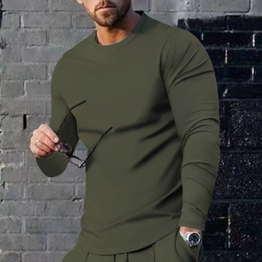 Herren hochwertiges Langarmshirt mit stylishem Rundhalsund und weicher Baumwollmischung Heidi-Mode