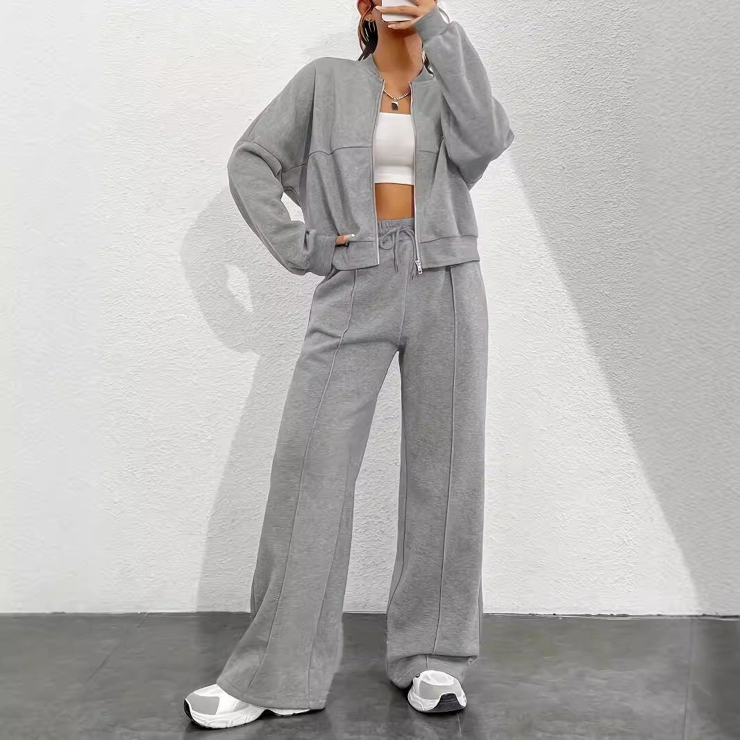 Damen lässiger Sweat-Anzug mit komfortablem Schnitt und praktischen Taschen Heidi-Mode