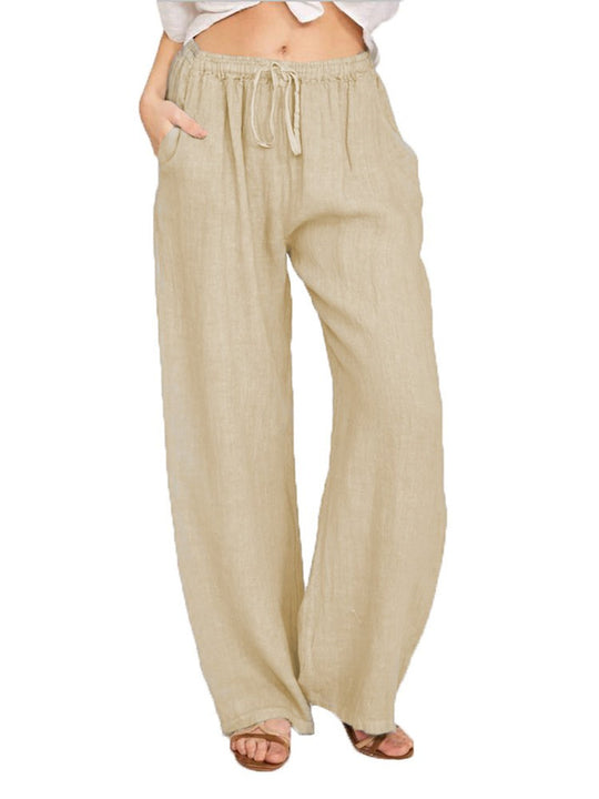 Damen Leinenhose mit weitem Bein und praktischen Seitentaschen Heidi-Mode