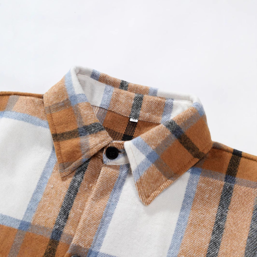 Herren Lässige Flanell Hemdjacke mit Karomuster und Brusttasche Heidi-Mode