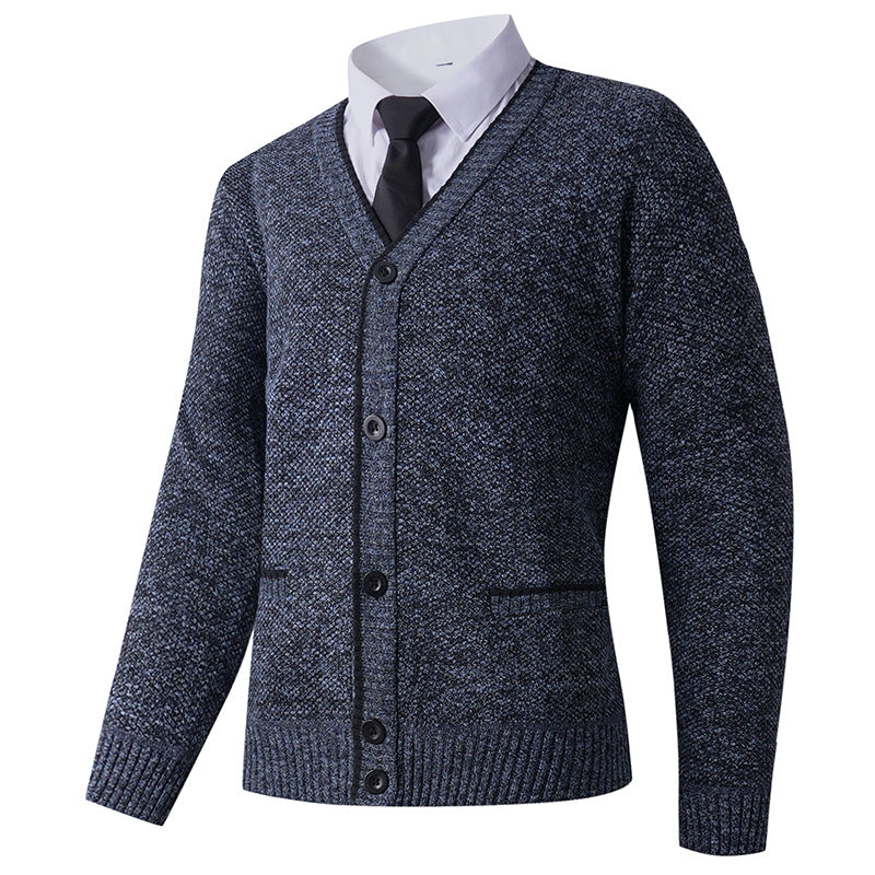 Herren Strickjacke mit V-Ausschnitt und klassischem Design Heidi-Mode