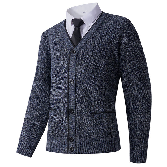 Herren Strickjacke mit V-Ausschnitt und klassischem Design Heidi-Mode