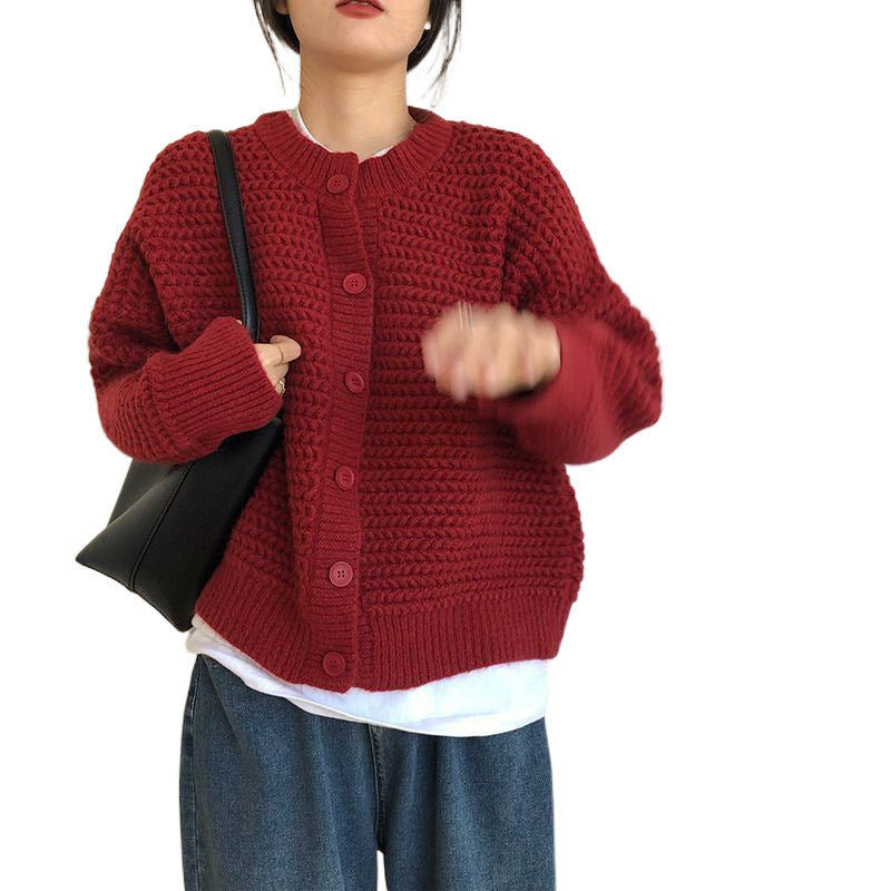 Damen Grobstrickjacke mit Knopfdetails und oversized Schnitt Heidi-Mode