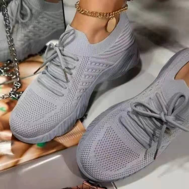 Damen modische Leichtgewicht Sneakers mit atmungsaktivem Strickoberteil und rutschfester Sohle Heidi-Mode