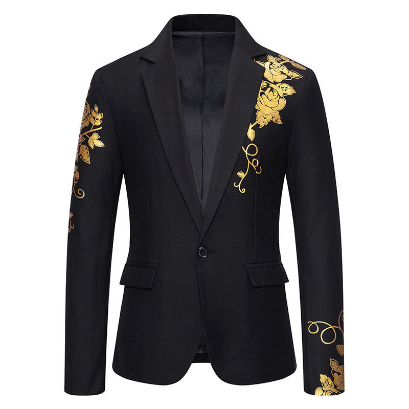 Herren eleganter Blazer mit floralem Gold-Design Heidi-Mode