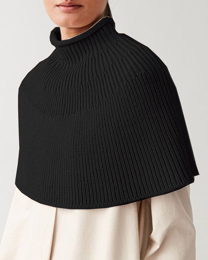 Damen Strickcape mit hochgeschlossenem Kragen Heidi-Mode