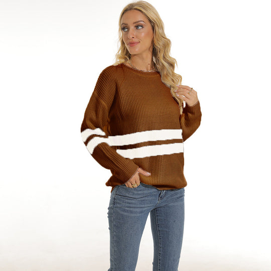 Damen lässiger Pullover mit modischem Streifenmuster Heidi-Mode