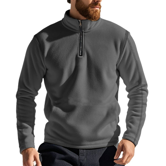 Herren Fleece-Pullover mit hohem Kragen und praktischer Reißverschlussöffnung Heidi-Mode