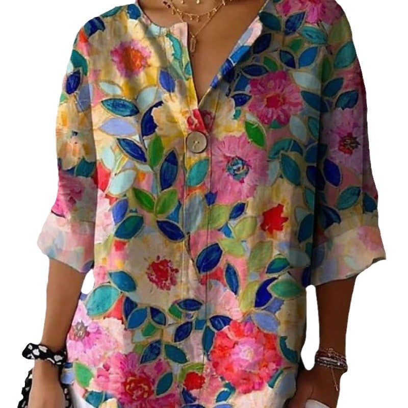 Damen Bluse aus leichten, atmungsaktiven Stoffen mit floralem Muster Heidi-Mode