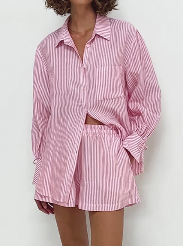 Heidi-Mode | Ins Loose Fashion Wear Gestreifte Baumwoll Kurzarm