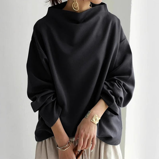 Damen oversized Pullover mit speziellem Kragen und lässigem Schnitt Heidi-Mode