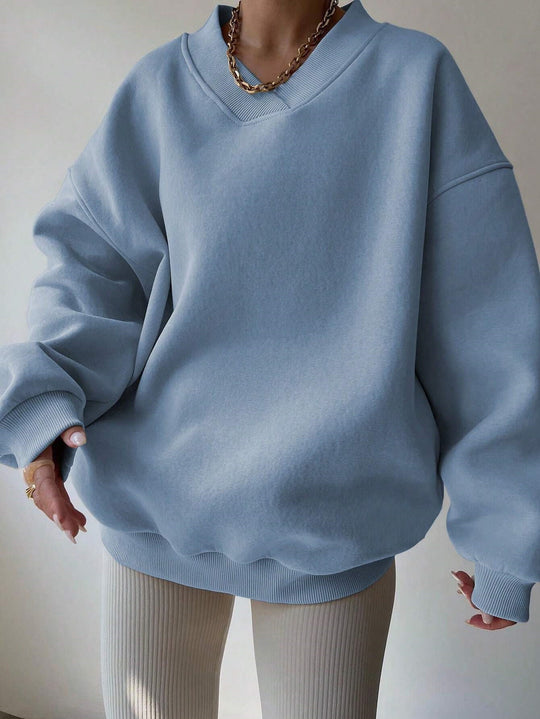 Damen oversized V-Ausschnitt Pullover Heidi-Mode