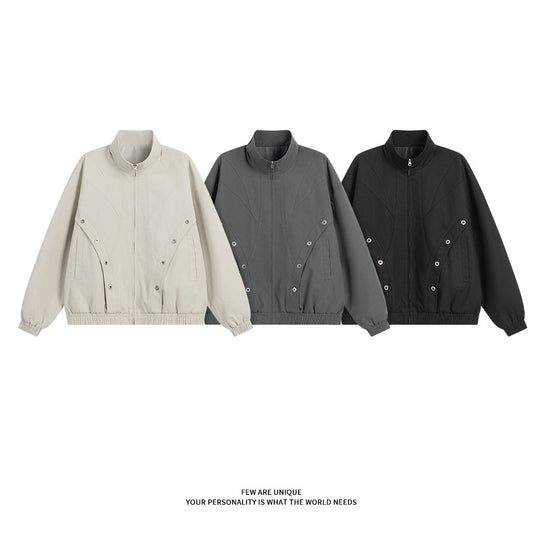 Damen modische Übergangsjacke mit hohem Kragen und praktischen Druckknopfdetails Heidi-Mode