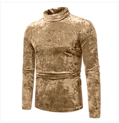 Herren eleganter Rollkragenpullover aus luxuriösem Samtstoff Heidi-Mode