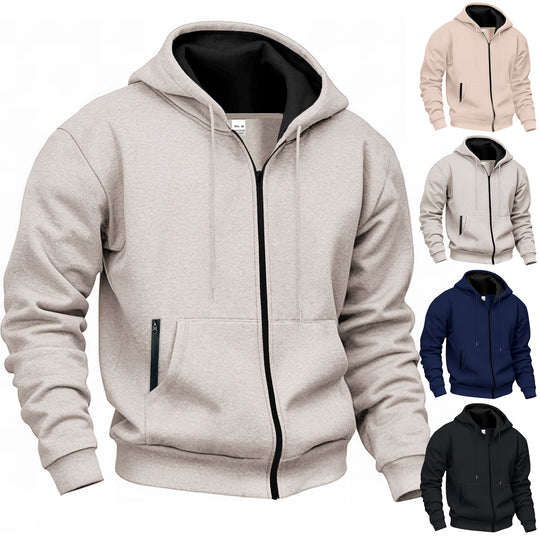 Herren Kapuzenpullover mit hoher Kragen- und doppellagiger Kapuze Heidi-Mode