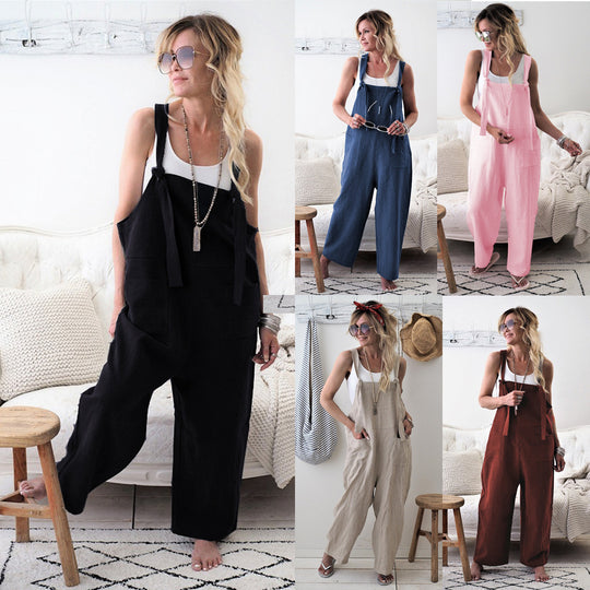 Damen Jumpsuit mit praktischen Taschen und verstellbaren Trägern Heidi-Mode