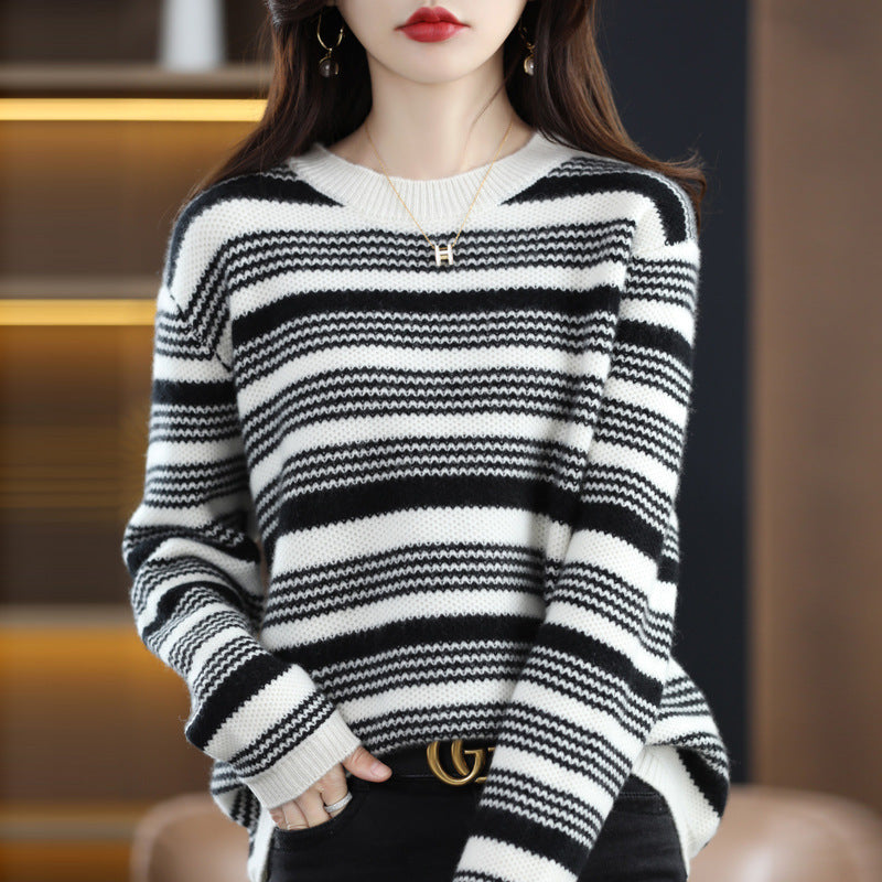 Damen gemusterter Strickpullover Heidi-Mode