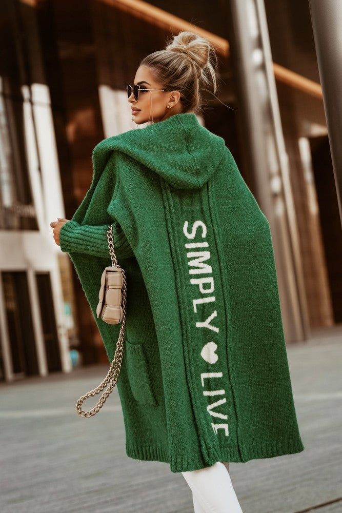 Damen Langarm-Strickmantel mit praktischen Taschen und offener Front Heidi-Mode