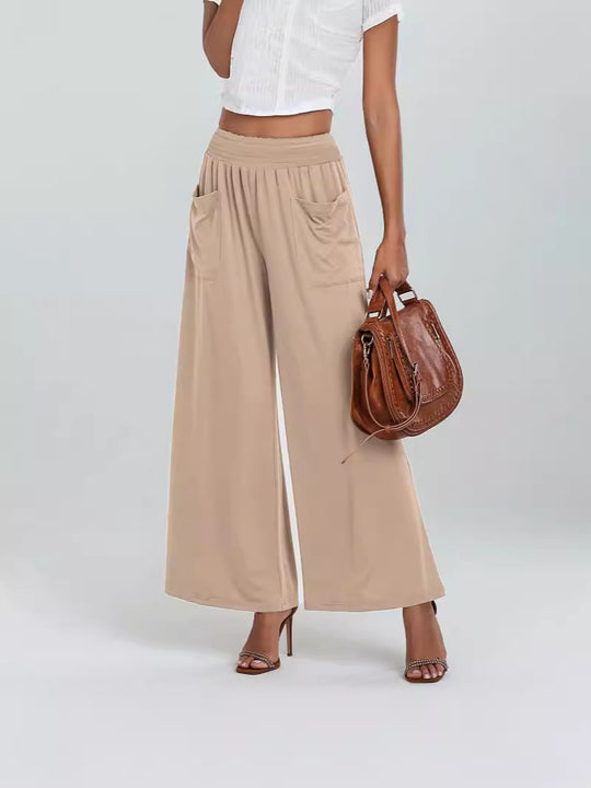Damen Weite Hose mit elastischem Bund und Seitentaschen Heidi-Mode