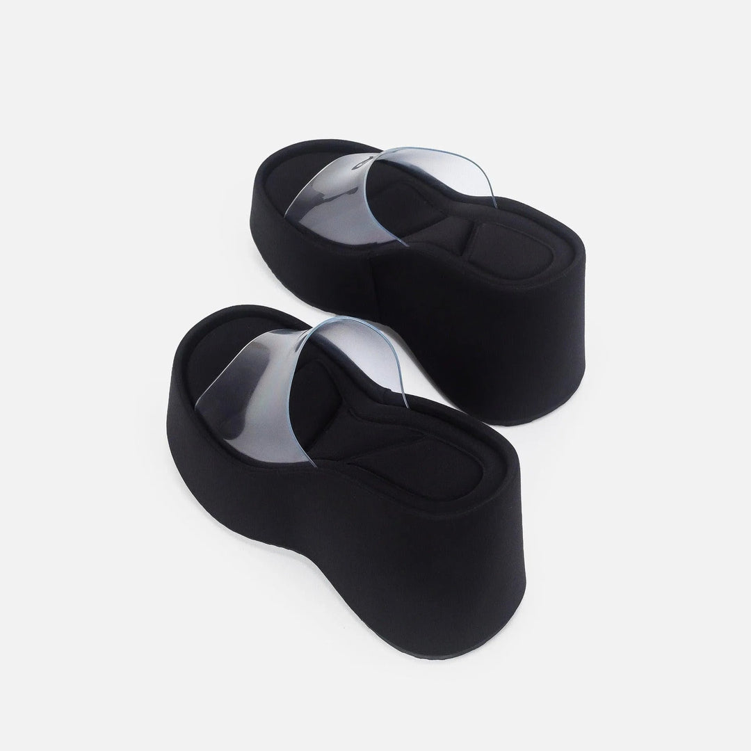 Heidi-Mode | Translucent platform sandals with ankle strap