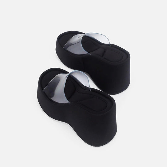Heidi-Mode | Translucent platform sandals with ankle strap