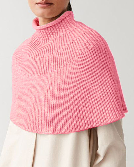 Damen Strickcape mit hochgeschlossenem Kragen Heidi-Mode