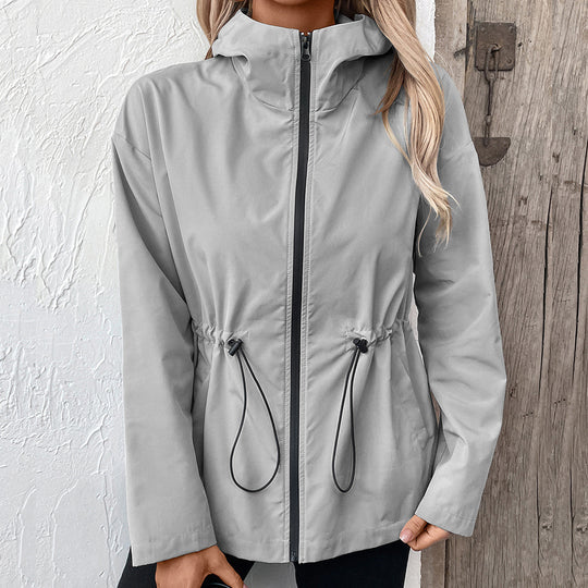 Damen leichte Kapuzenjacke mit einstellbarem Bund Heidi-Mode
