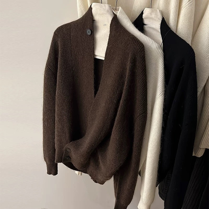 Damen Modischer Strickcardigan mit angesagtem Revers Heidi-Mode