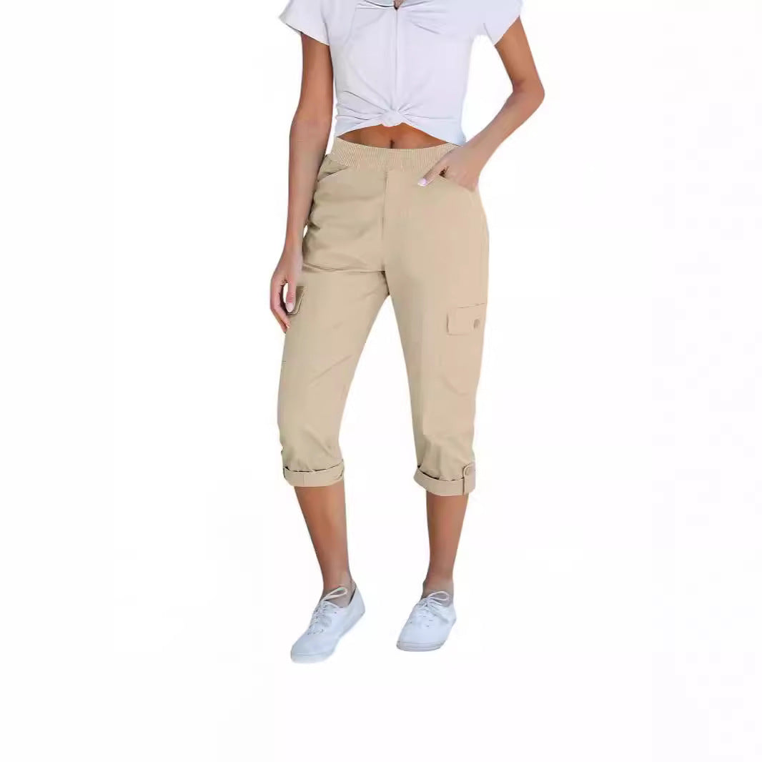 Damen Cargo-Hosen mit elastischem Bund und praktischen Taschen Heidi-Mode