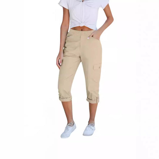 Damen Cargo-Hosen mit elastischem Bund und praktischen Taschen Heidi-Mode